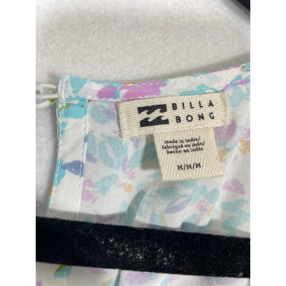 Billabong Floral Print Midi Women Dress V Neck Flutter Sleeve Size M Open Leg - Picture 11 of 14